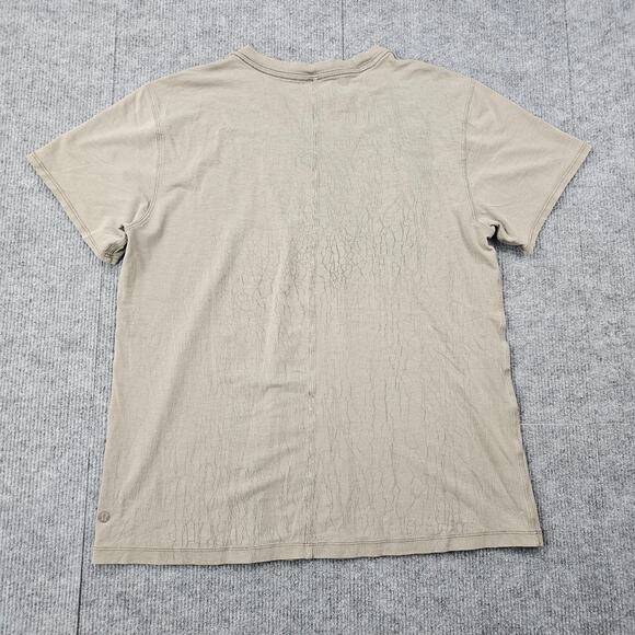 Lululemon T Shirt Womens Large Beige Textured Crew Neck Lightweight Stretch - Picture 1 of 4